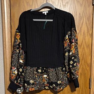 Maurices Black Floral Blouse